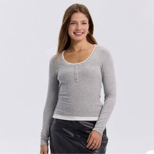 a new day Light Gray Long Sleeve Top
